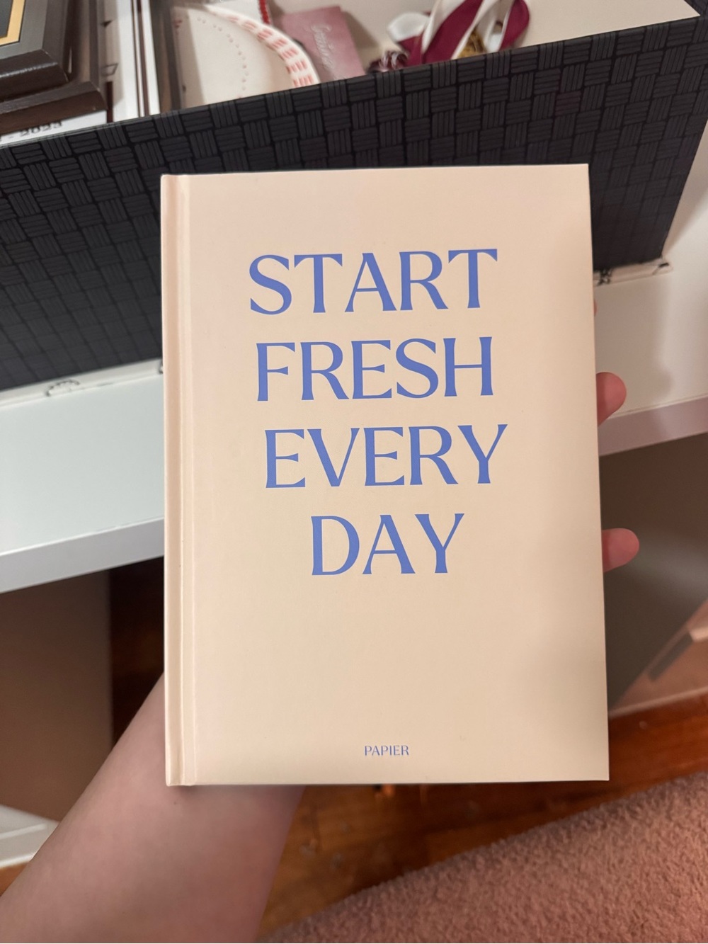 Start Fresh Every Day Hardcover Notebook - Blue on Peach